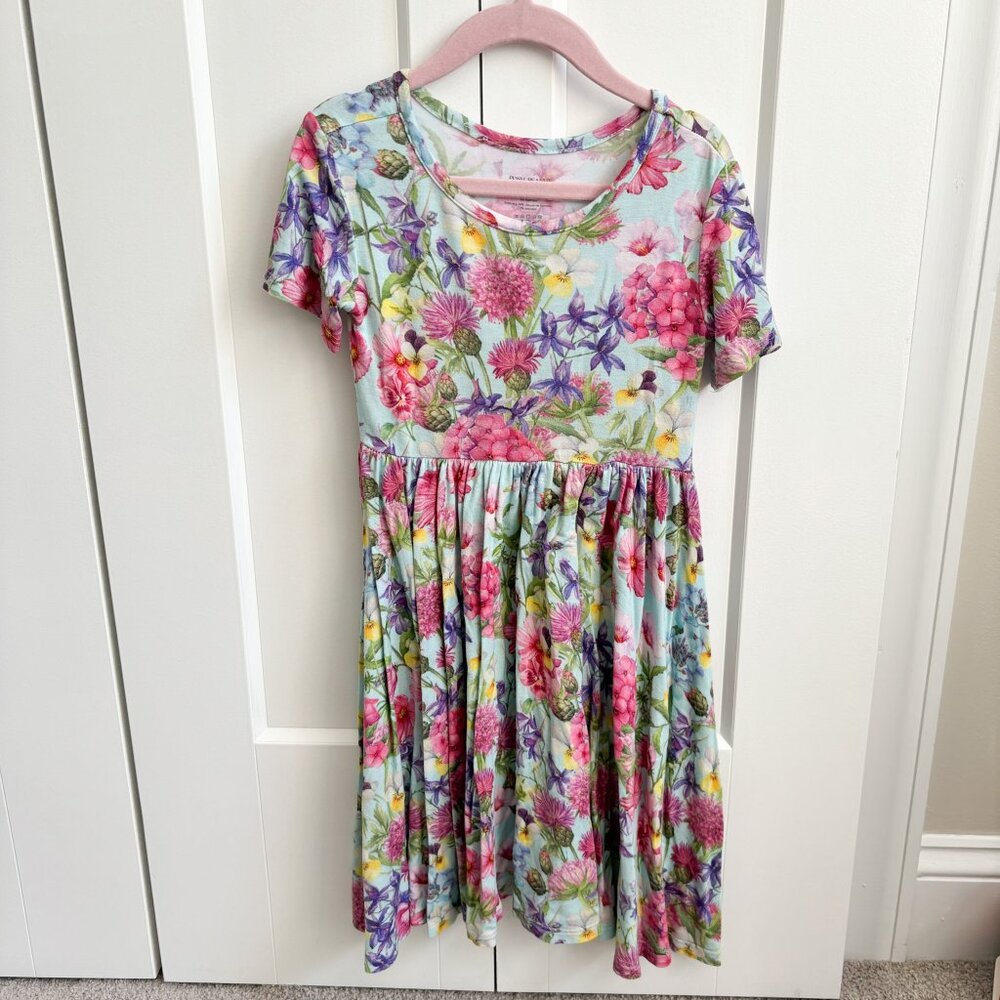 Posh Peanut Twirl Dress Garden Blue Pink Floral Size 5T
